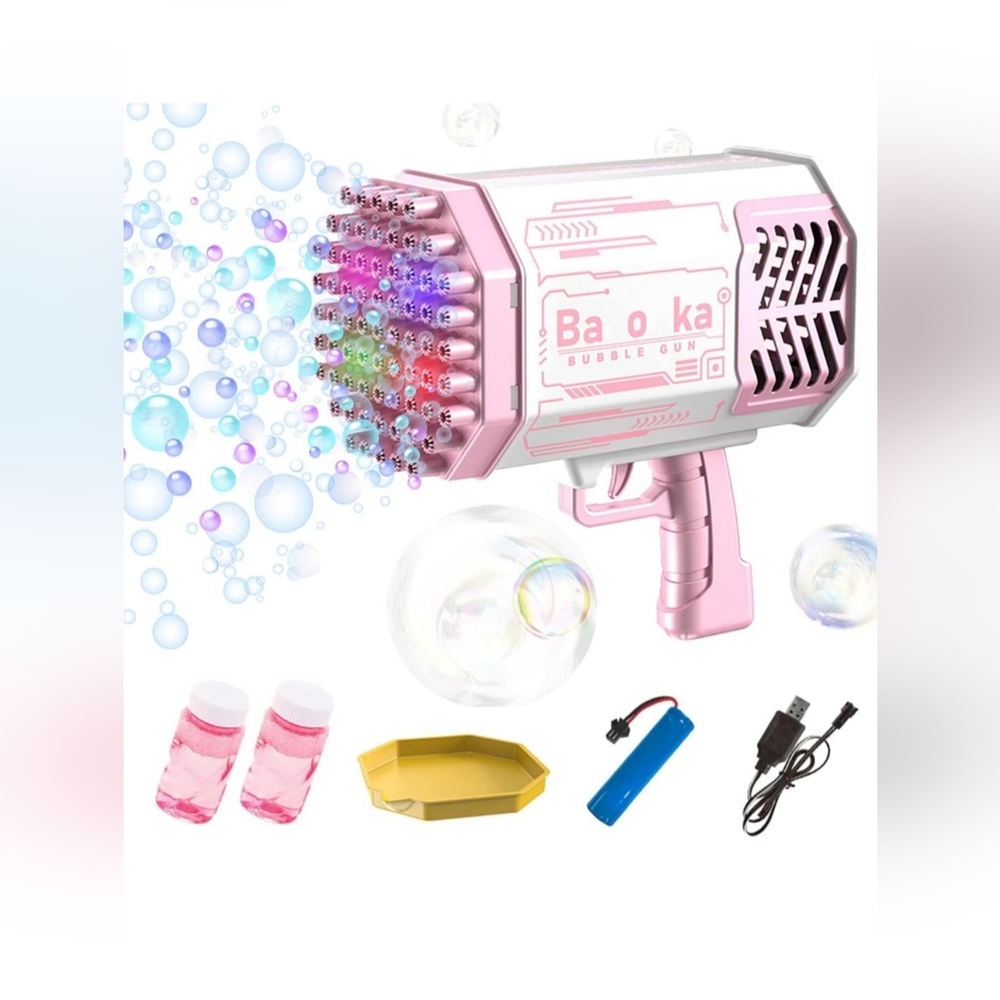 Bubble Gun with 69-Hole and Light, Summer Indoor Outdoor Activity Bubble Blaster